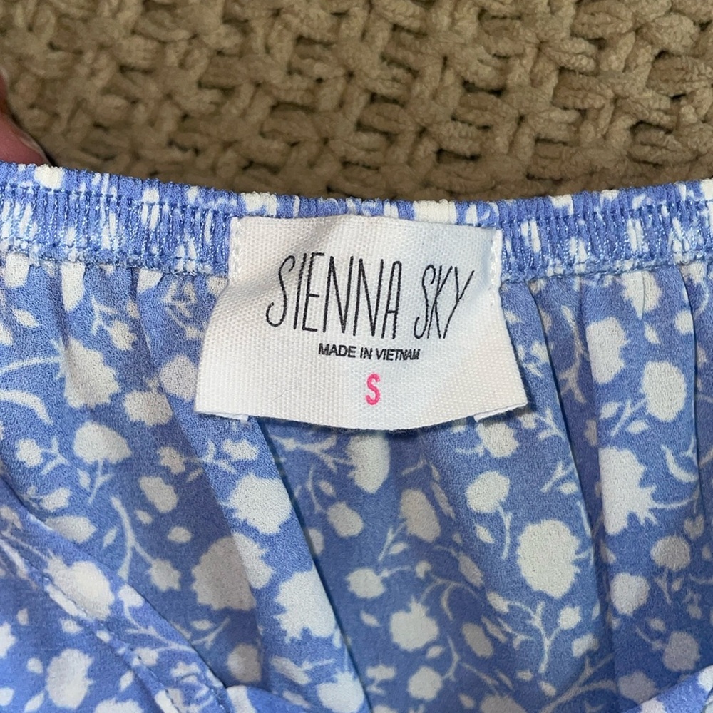 Sienna Sky Blue Puff Sleeve Smocked Blouse - Picture 2 of 3